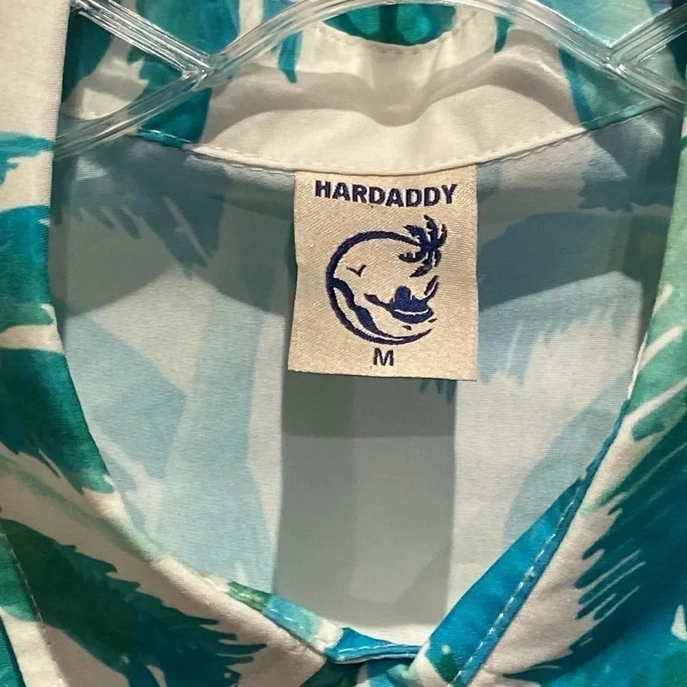 Hardaddy Short Sleeved Button Down Shirt Men Size M Palm Tree Print Front Pocket - Picture 3 of 8